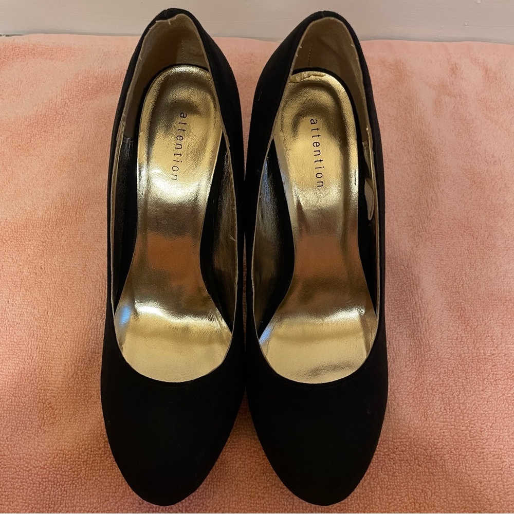 Attention Black Velvet Pump Heels